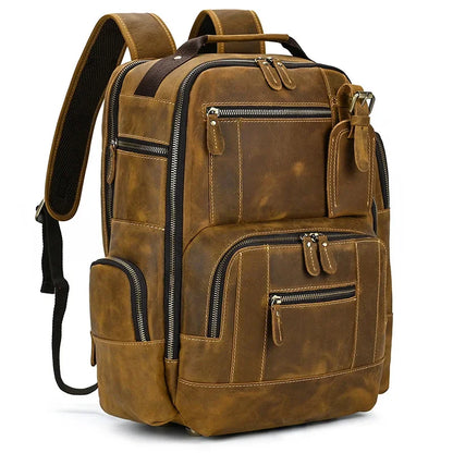 Fashion Luxury Men Genuine Travel Bag Big Capacity Bagpack Leather For Man Male Laptop Backpacks 15.6