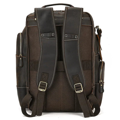 Fashion Luxury Men Genuine Travel Bag Big Capacity Bagpack Leather For Man Male Laptop Backpacks 15.6