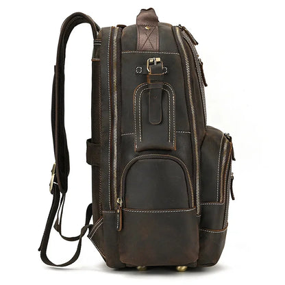 Fashion Luxury Men Genuine Travel Bag Big Capacity Bagpack Leather For Man Male Laptop Backpacks 15.6