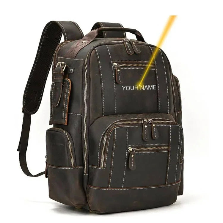 Fashion Luxury Men Genuine Travel Bag Big Capacity Bagpack Leather For Man Male Laptop Backpacks 15.6