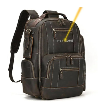 Fashion Luxury Men Genuine Travel Bag Big Capacity Bagpack Leather For Man Male Laptop Backpacks 15.6