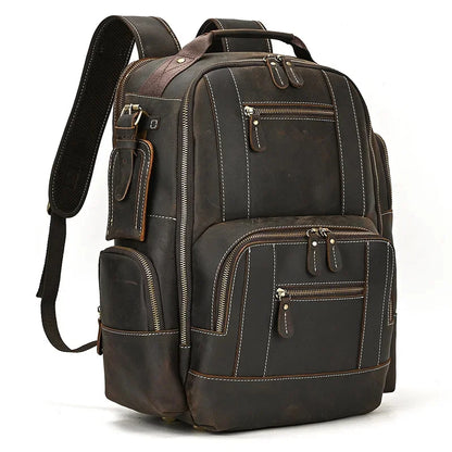 Fashion Luxury Men Genuine Travel Bag Big Capacity Bagpack Leather For Man Male Laptop Backpacks 15.6