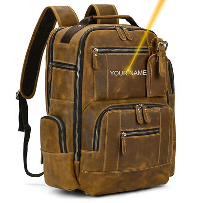 Fashion Luxury Men Genuine Travel Bag Big Capacity Bagpack Leather For Man Male Laptop Backpacks 15.6