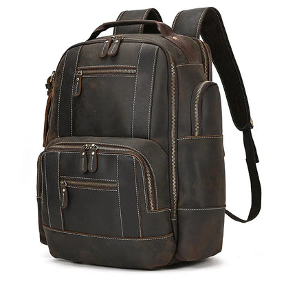 Fashion Luxury Men Genuine Travel Bag Big Capacity Bagpack Leather For Man Male Laptop Backpacks 15.6