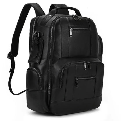 Fashion Luxury Men Genuine Travel Bag Big Capacity Bagpack Leather For Man Male Laptop Backpacks 15.6