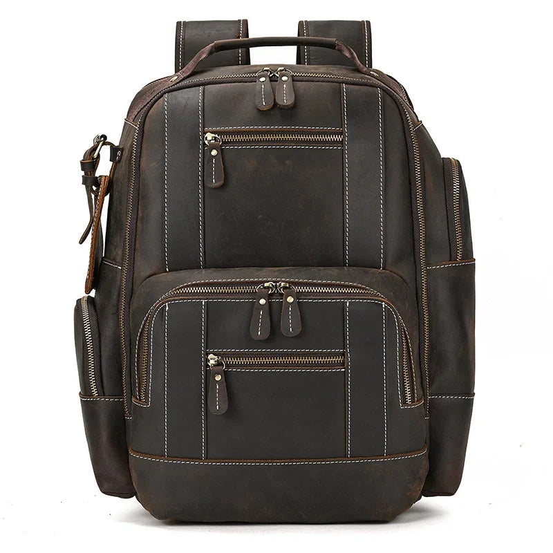Fashion Luxury Men Genuine Travel Bag Big Capacity Bagpack Leather For Man Male Laptop Backpacks 15.6