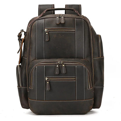 Fashion Luxury Men Genuine Travel Bag Big Capacity Bagpack Leather For Man Male Laptop Backpacks 15.6