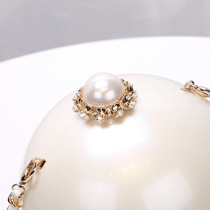 Fashion Luxury Round Pearl Hand Bag Ladies White Evening Clutch Bags for Women 2020 Catwalk Chain Messenger Beach Bag