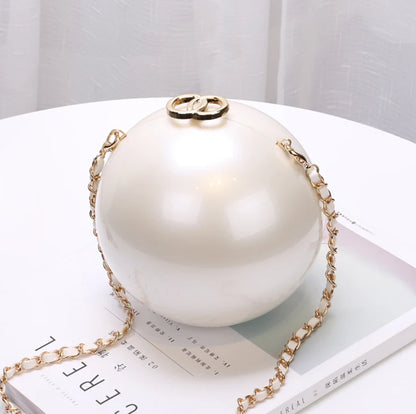 Fashion Luxury Round Pearl Hand Bag Ladies White Evening Clutch Bags for Women 2020 Catwalk Chain Messenger Beach Bag