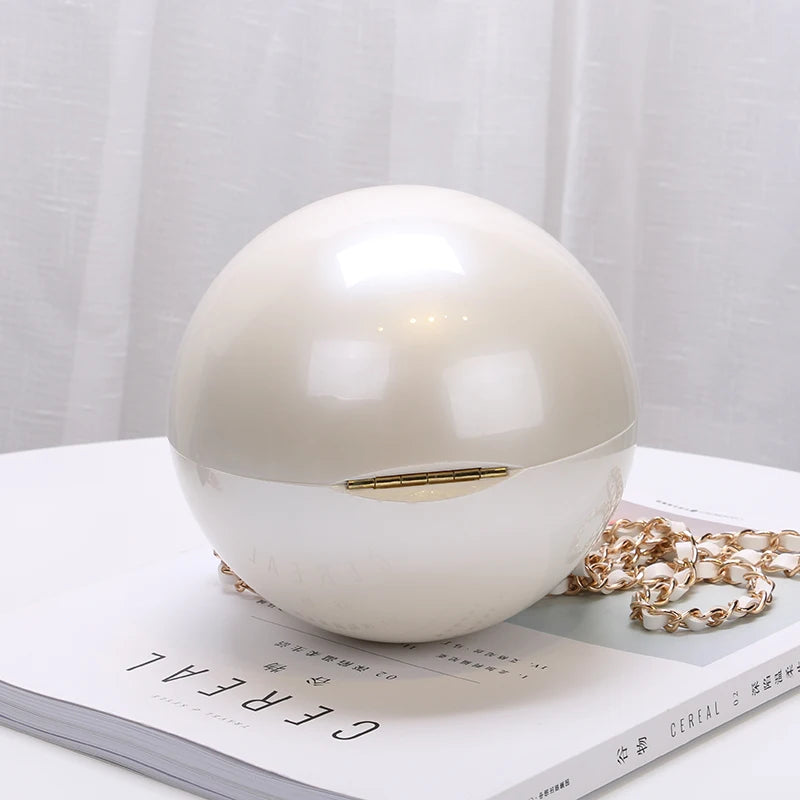 Fashion Luxury Round Pearl Hand Bag Ladies White Evening Clutch Bags for Women 2020 Catwalk Chain Messenger Beach Bag