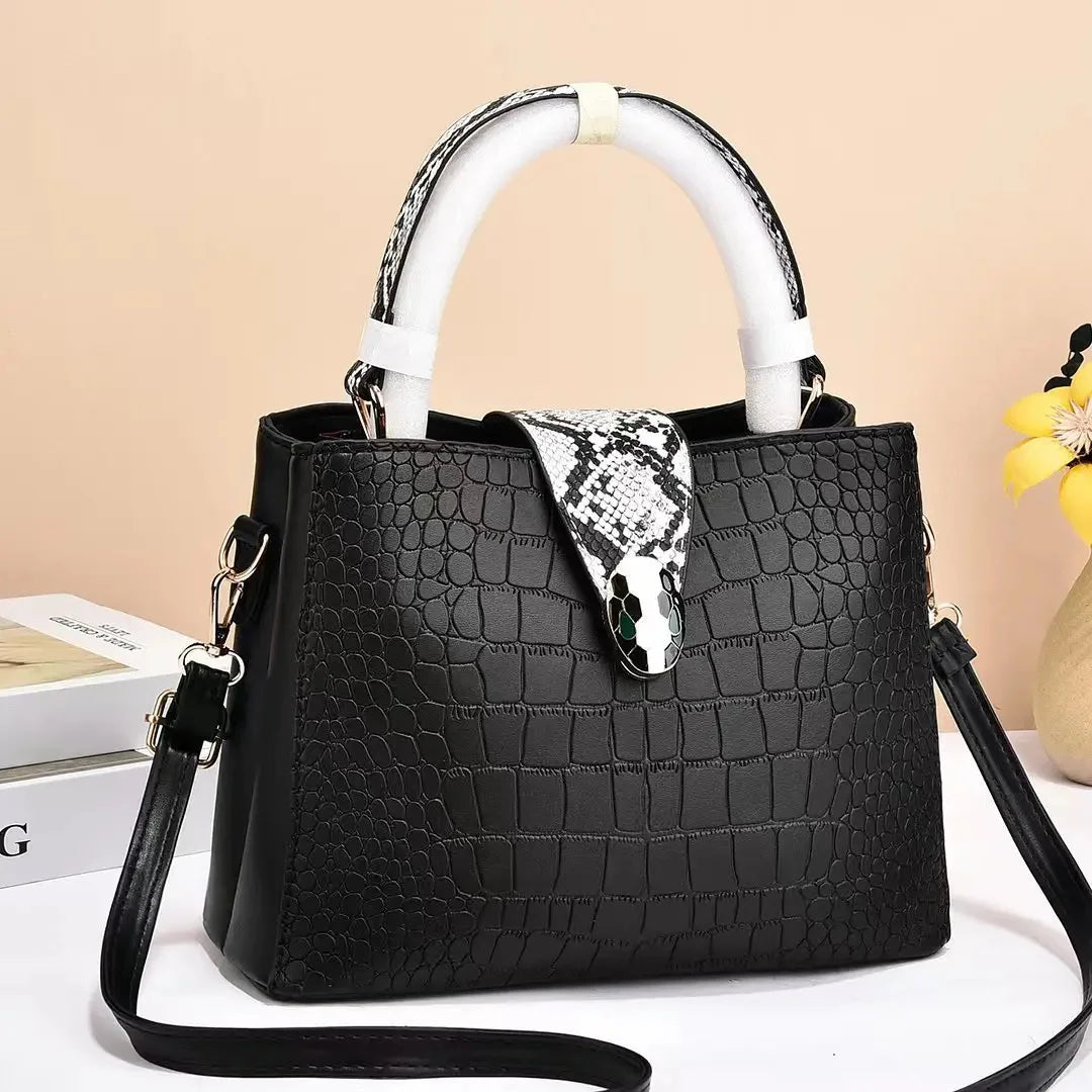 Fashion Luxury Women's Handbags Niche Texture PU Leather Shoulder Tidal Current Snake Pattern Ladies Crossbody Bucket Bag