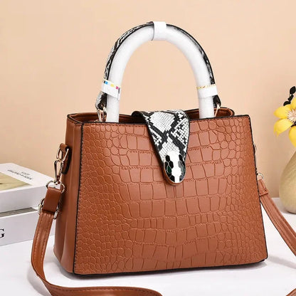 Fashion Luxury Women's Handbags Niche Texture PU Leather Shoulder Tidal Current Snake Pattern Ladies Crossbody Bucket Bag