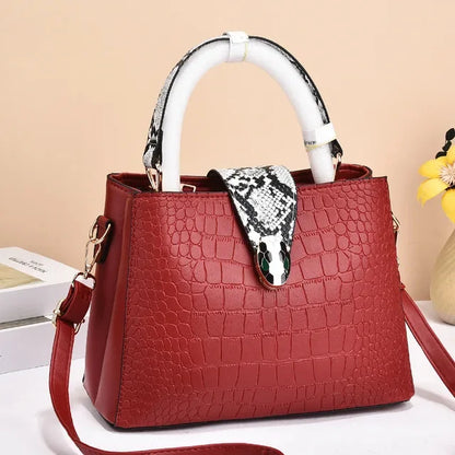 Fashion Luxury Women's Handbags Niche Texture PU Leather Shoulder Tidal Current Snake Pattern Ladies Crossbody Bucket Bag