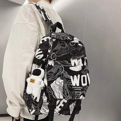 Fashion Male Women Waterproof Nylon Cartoon College Backpack Girl Boy Printing Laptop Female Men Travel Book Lady School Bag New