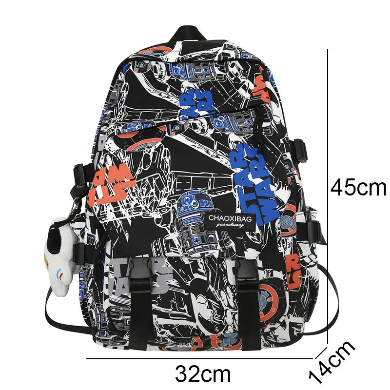 Fashion Male Women Waterproof Nylon Cartoon College Backpack Girl Boy Printing Laptop Female Men Travel Book Lady School Bag New