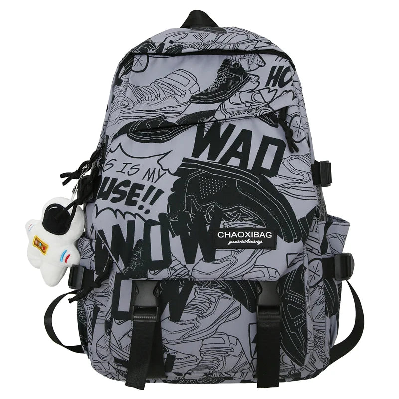 Fashion Male Women Waterproof Nylon Cartoon College Backpack Girl Boy Printing Laptop Female Men Travel Book Lady School Bag New