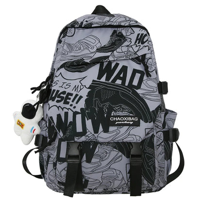 Fashion Male Women Waterproof Nylon Cartoon College Backpack Girl Boy Printing Laptop Female Men Travel Book Lady School Bag New