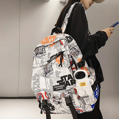 Fashion Male Women Waterproof Nylon Cartoon College Backpack Girl Boy Printing Laptop Female Men Travel Book Lady School Bag New