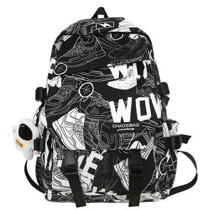 Fashion Male Women Waterproof Nylon Cartoon College Backpack Girl Boy Printing Laptop Female Men Travel Book Lady School Bag New