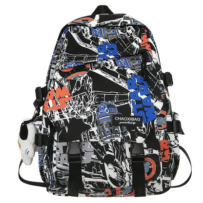 Fashion Male Women Waterproof Nylon Cartoon College Backpack Girl Boy Printing Laptop Female Men Travel Book Lady School Bag New