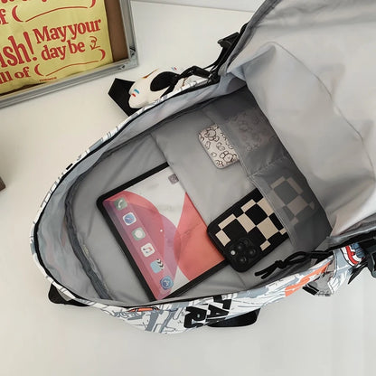 Fashion Male Women Waterproof Nylon Cartoon College Backpack Girl Boy Printing Laptop Female Men Travel Book Lady School Bag New