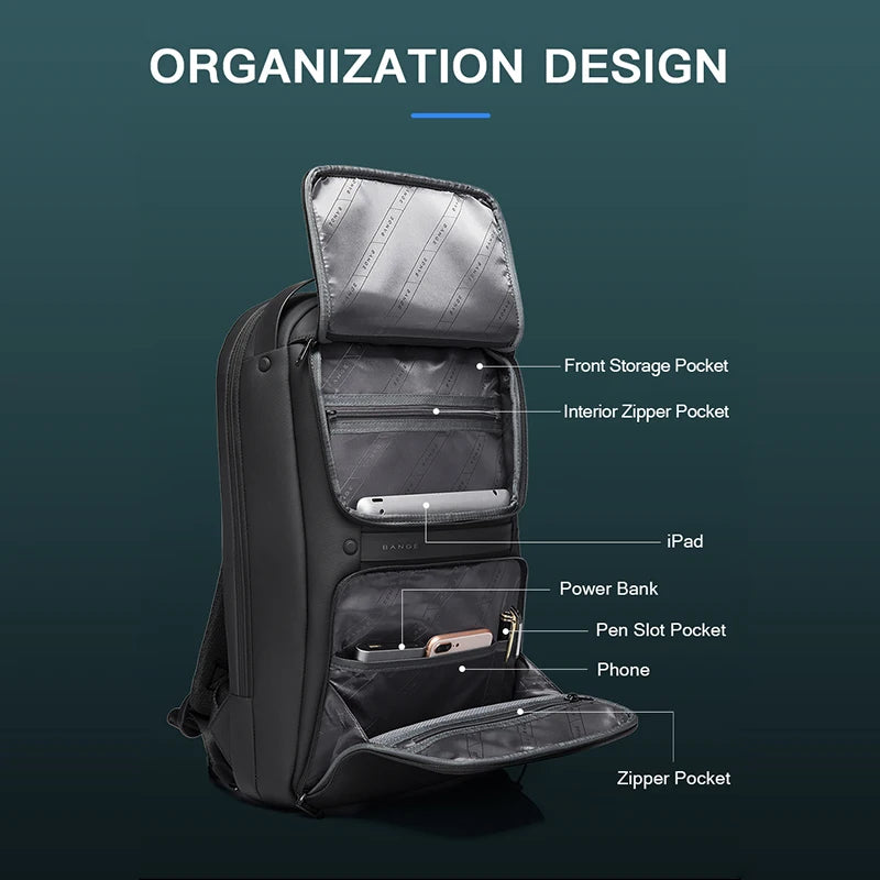 Fashion Men Backpack Business Large Slim 15'' Laptop Multi Function USB Charging Travel Backpack School Bag Teenager Quality