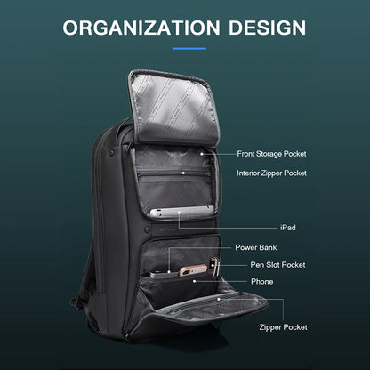 Fashion Men Backpack Business Large Slim 15'' Laptop Multi Function USB Charging Travel Backpack School Bag Teenager Quality