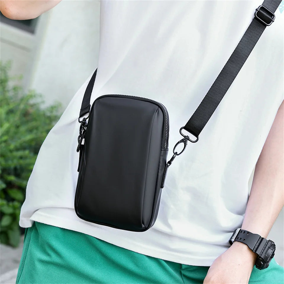 Fashion Men Mini Crossbody Bag & Handbag Clips Phone Packet Man Clutch Wallet Man Small Purse Nylon Shoulder Bags