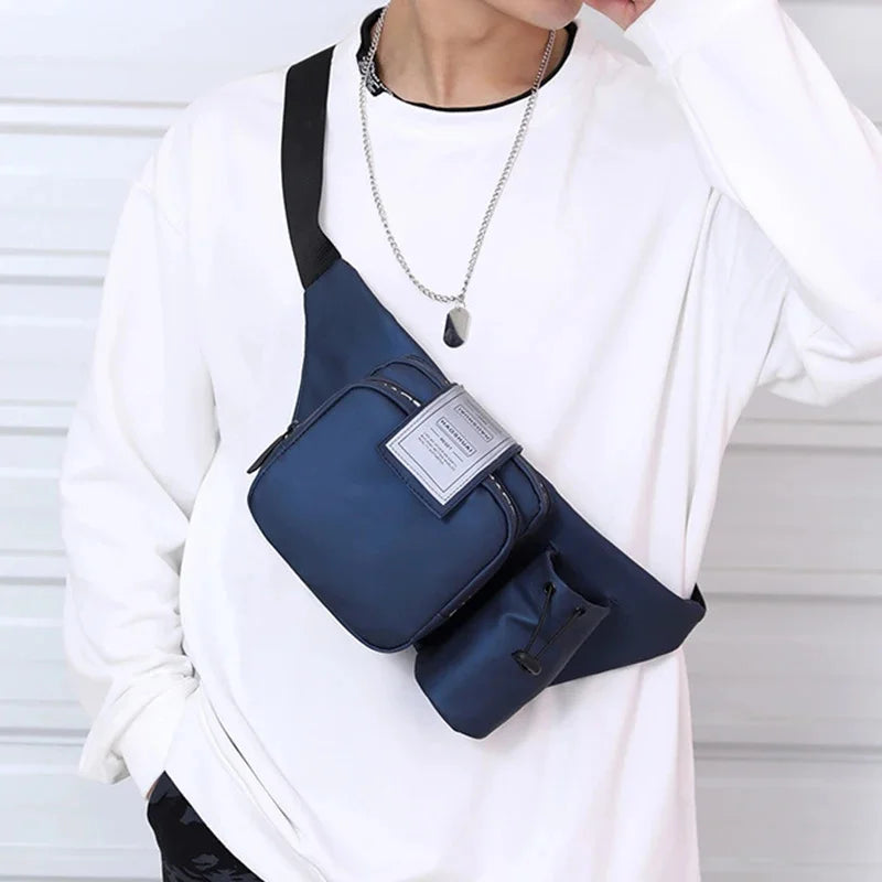 Fashion Men Nylon Belt Waist Bag Travel Single Chest Water Bottle Kettle Waterproof Male Bum Hip Bags Fanny Pack