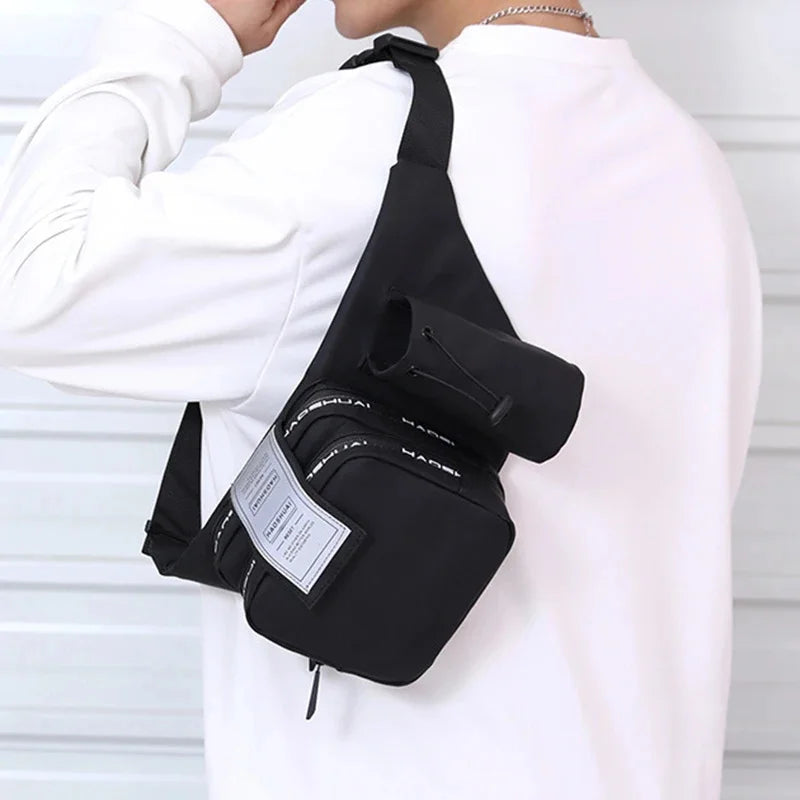 Fashion Men Nylon Belt Waist Bag Travel Single Chest Water Bottle Kettle Waterproof Male Bum Hip Bags Fanny Pack