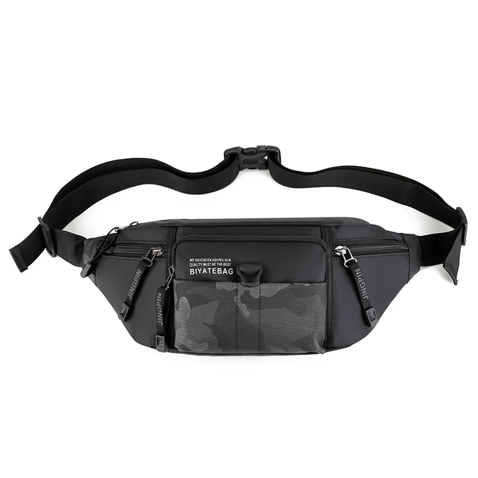Fashion Men Waist Pack Oxford Shoulder Bag Crossbody Bag Outdoor Leisure Waterproof Travel