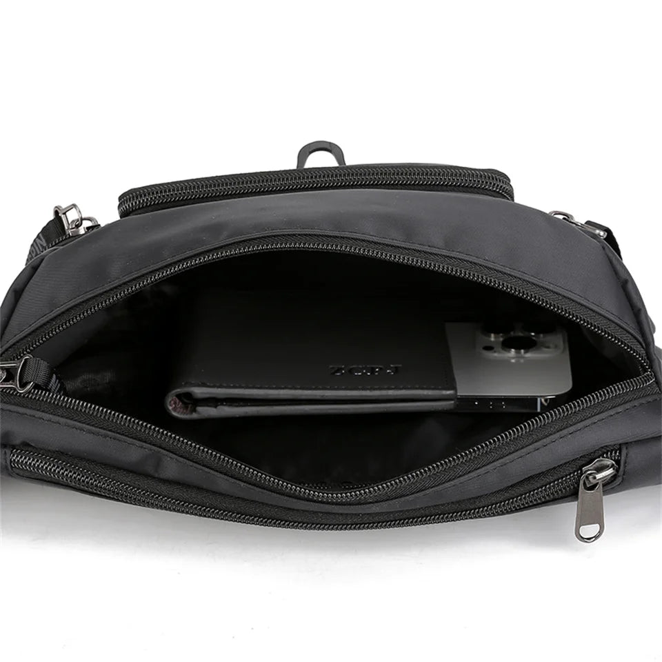 Fashion Men Waist Pack Oxford Shoulder Bag Crossbody Bag Outdoor Leisure Waterproof Travel