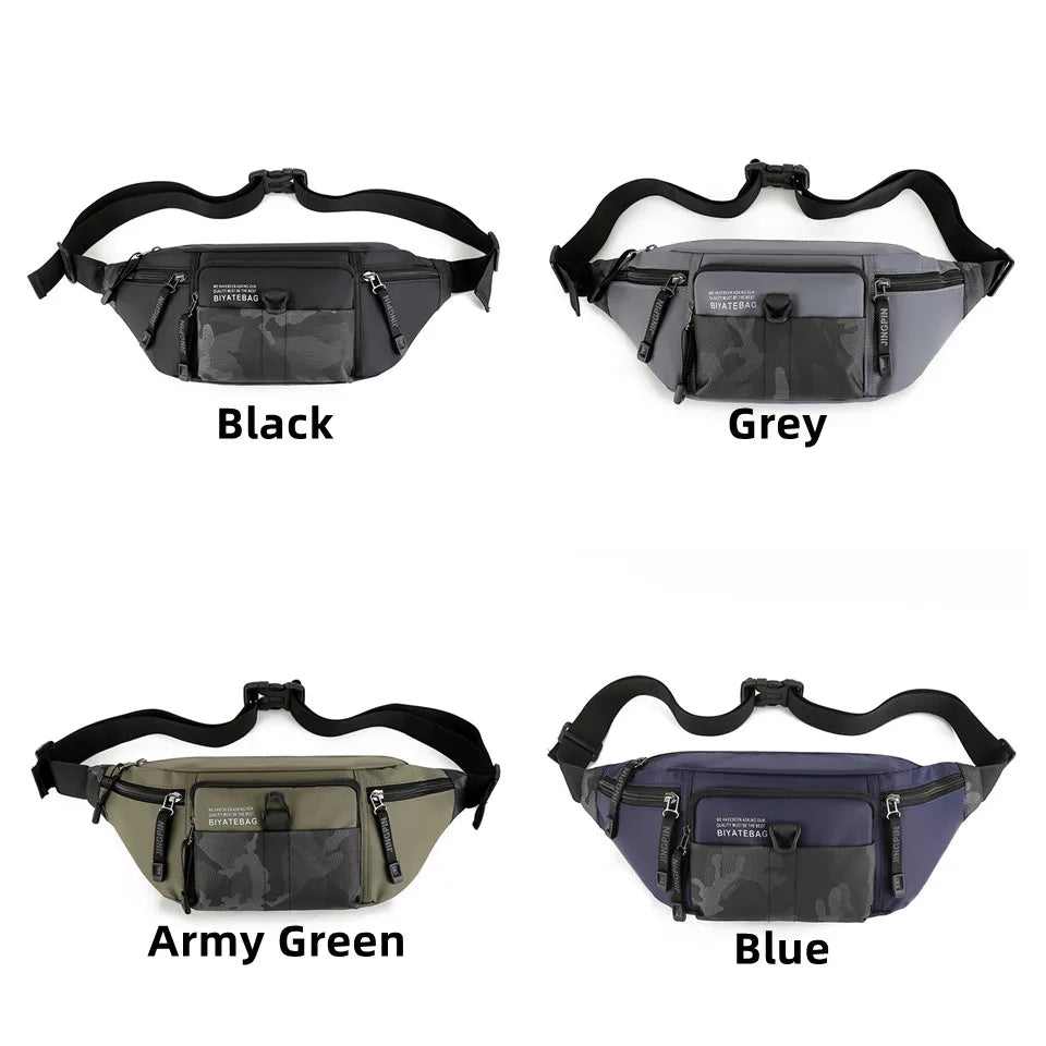Fashion Men Waist Pack Oxford Shoulder Bag Crossbody Bag Outdoor Leisure Waterproof Travel
