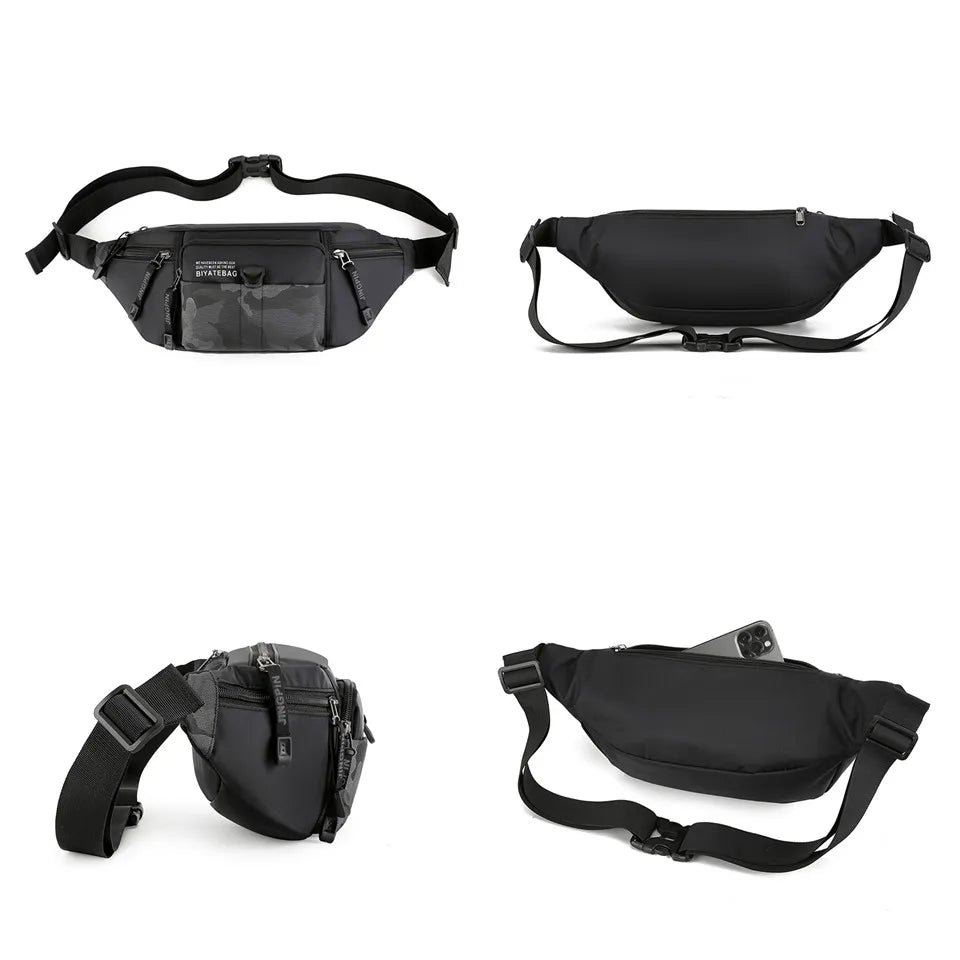 Fashion Men Waist Pack Oxford Shoulder Bag Crossbody Bag Outdoor Leisure Waterproof Travel