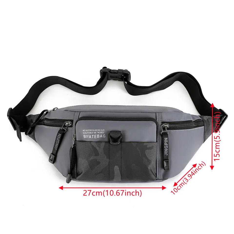 Fashion Men Waist Pack Oxford Shoulder Bag Crossbody Bag Outdoor Leisure Waterproof Travel
