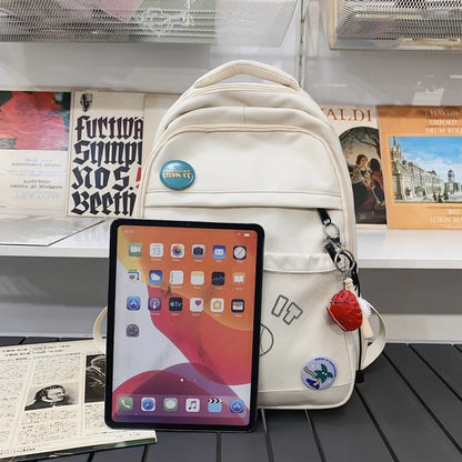 Fashion Men Women Mesh Travel Badge Waterproof Book Bag Cool Female Laptop Lady Net College Backpack Boy Girl Leisure School Bag