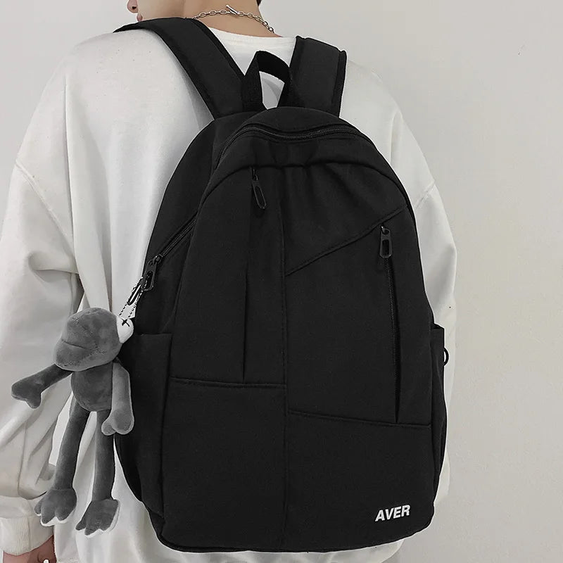 Fashion Men Women School Backpack Female Male Trendy Cool College Bag Travel Girl Boy Solid Color Book Backpack Lady Student Bag