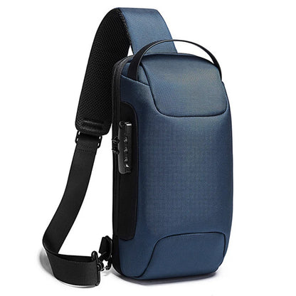 Fashion Men's Bag Shoulder Bag Multifunction Anti-theft Waterproof Male Crossbody Bag Casual Short Trip Chest Pack USB Charging