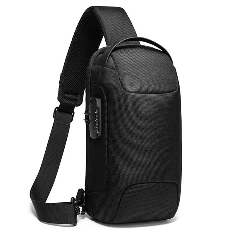 Fashion Men's Bag Shoulder Bag Multifunction Anti-theft Waterproof Male Crossbody Bag Casual Short Trip Chest Pack USB Charging