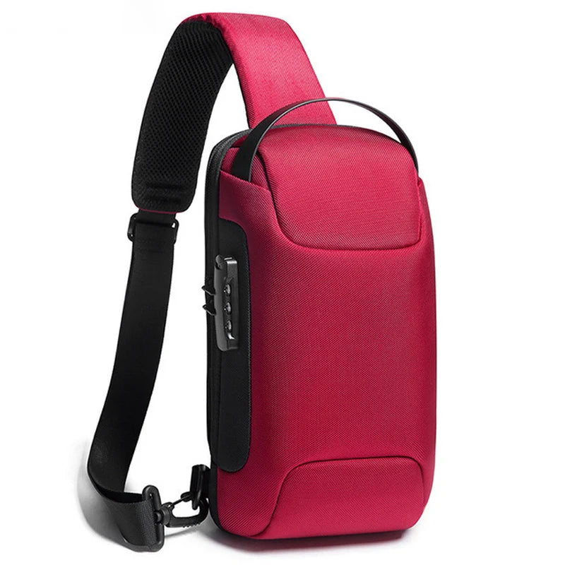 Fashion Men's Bag Shoulder Bag Multifunction Anti-theft Waterproof Male Crossbody Bag Casual Short Trip Chest Pack USB Charging
