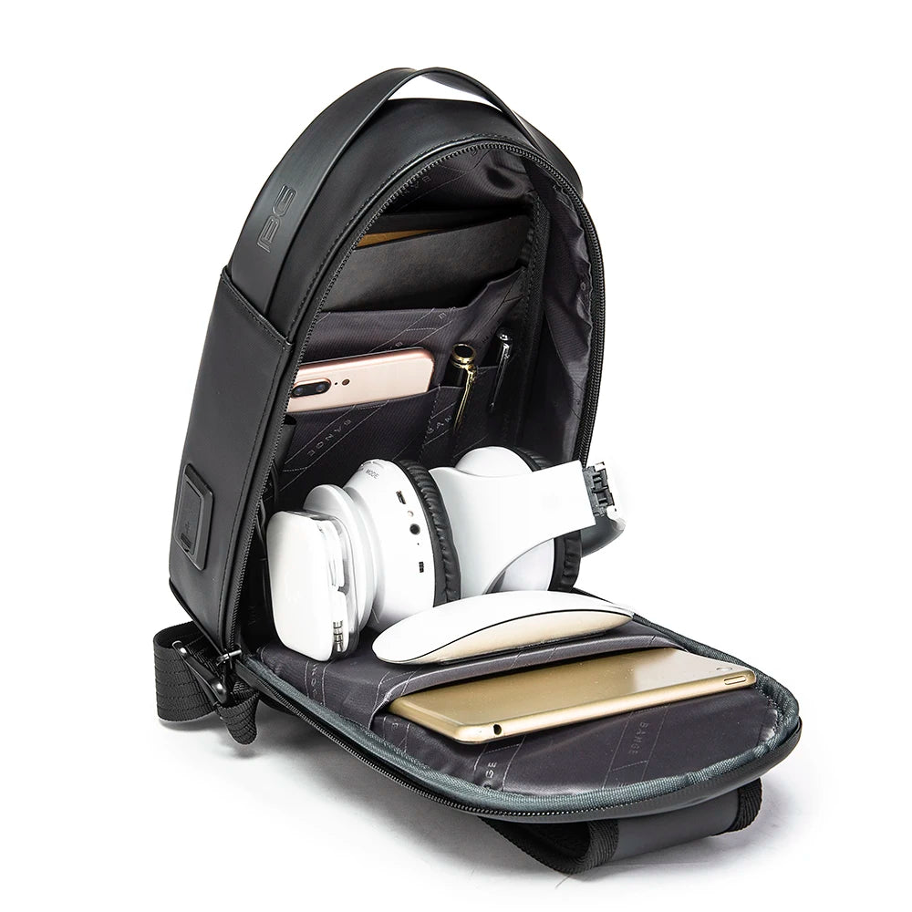 Fashion Men's Bag Shoulder Bag Multifunction Anti-theft Waterproof Male Crossbody Bag Casual Short Trip Chest Pack USB Charging