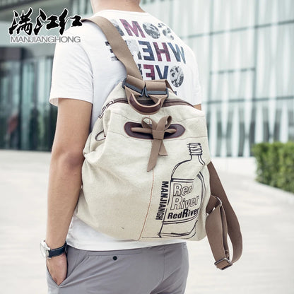 Fashion Men's Canvas Backpack Vintage School Bag Men's Travel Shoulder Bags Large Capacity Travel Laptop Rucksack