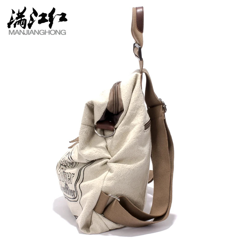 Fashion Men's Canvas Backpack Vintage School Bag Men's Travel Shoulder Bags Large Capacity Travel Laptop Rucksack