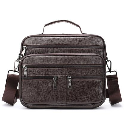 Fashion Men's Shoulder Black Genuine Leather Handbag for Men Business Office Messenger Male Crossbody Bag