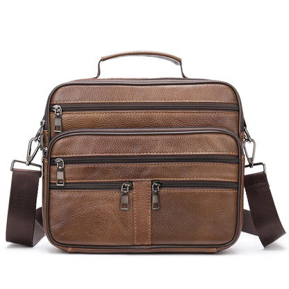 Fashion Men's Shoulder Black Genuine Leather Handbag for Men Business Office Messenger Male Crossbody Bag