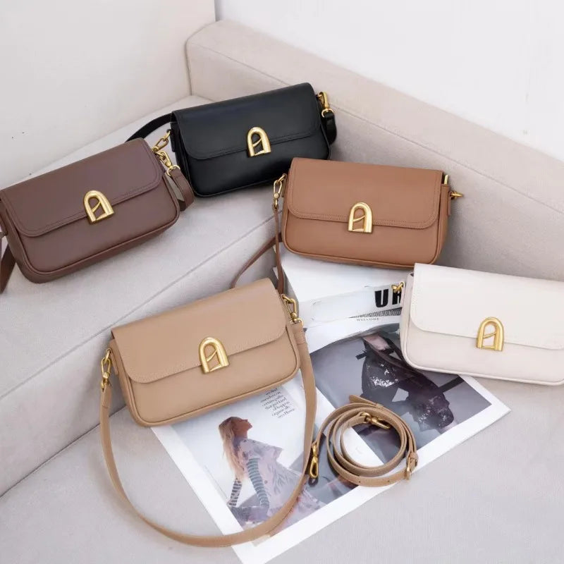 Fashion Metal Buckle Flip Tofu Square Bags Elegant Simple Commuter Crossbody Shoulder Bag Ladies Luxury Classic Handbags Purse