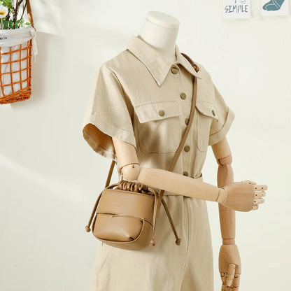 Fashion Mini Bucket Bag Women Simple Small Mobile Phone Pouch White Brown Color Shoulder Bag Lady Clutch Bolsas Crossbody Bags