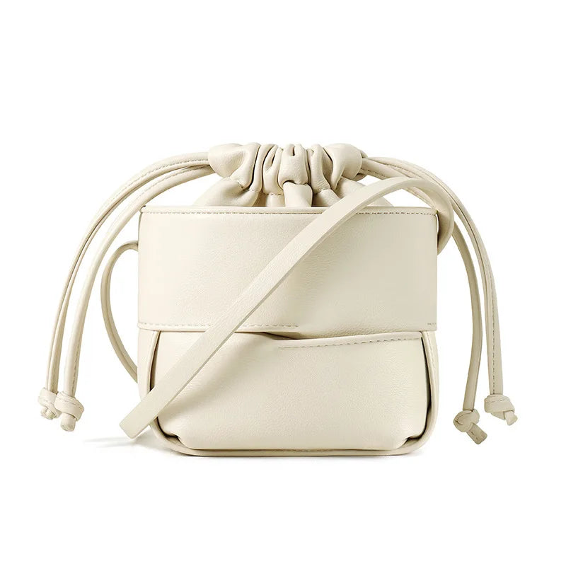Fashion Mini Bucket Bag Women Simple Small Mobile Phone Pouch White Brown Color Shoulder Bag Lady Clutch Bolsas Crossbody Bags