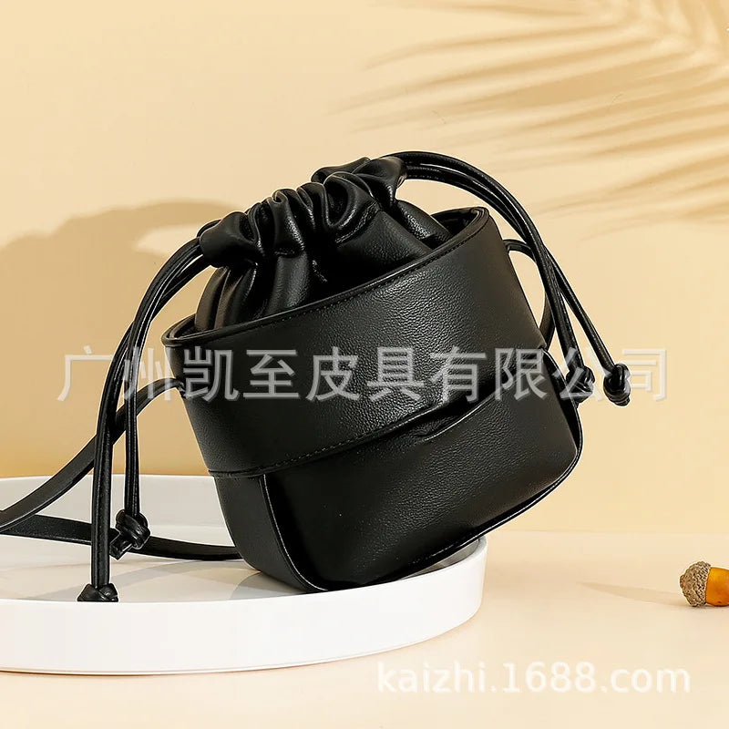 Fashion Mini Bucket Bag Women Simple Small Mobile Phone Pouch White Brown Color Shoulder Bag Lady Clutch Bolsas Crossbody Bags