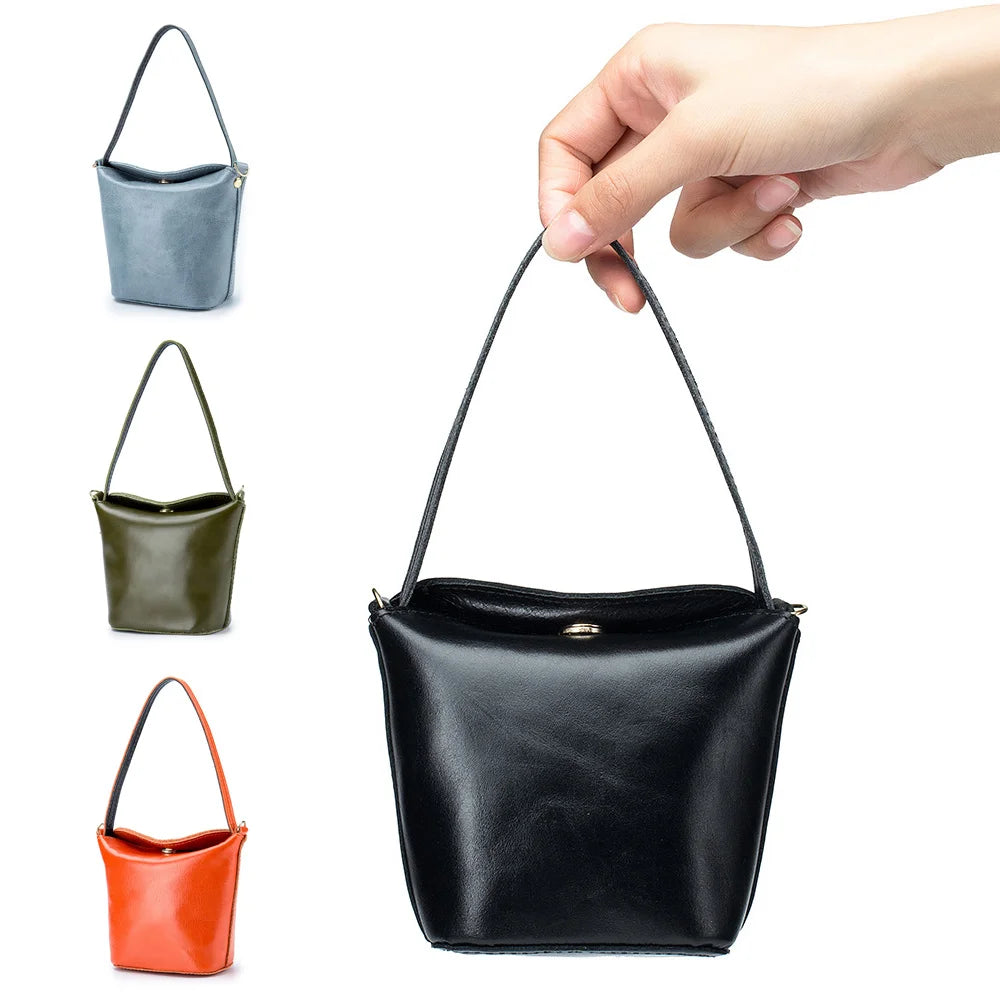 Fashion Mini Coin Purse for Women Girl Genuine Leather Cute Handbag Small Bucket Bag for Earphone Coins Wallet Bag Porte Monnaie